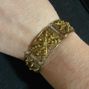 Vintage Topazio Portugal Filigree Gold Plated Sterling Vermeil Bracelet